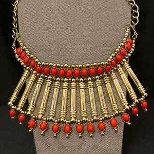 Elegant Gold and Red Necklace